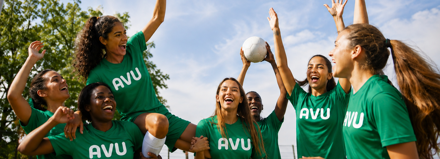 Junge Frauen in grünen T-Shirts jubeln über ihren Gewinn (Bild mit KI bearbeitet)